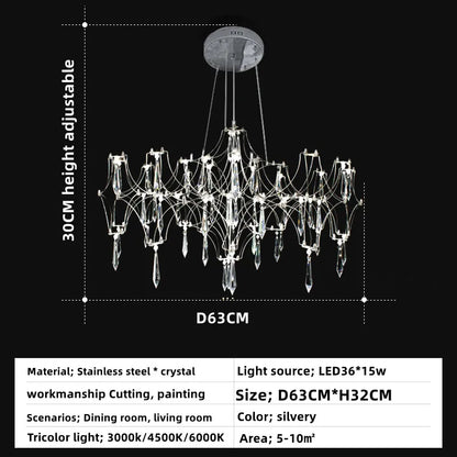 DecorBites™ Crystal Chandelier Ceiling Pendant Light for Living Dining Bedroom Home Lighting