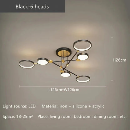 DecorBites™ Gold Frame LED Remote Control Dimmable Ceiling Lamp for Living Room, Dining, Bedroom