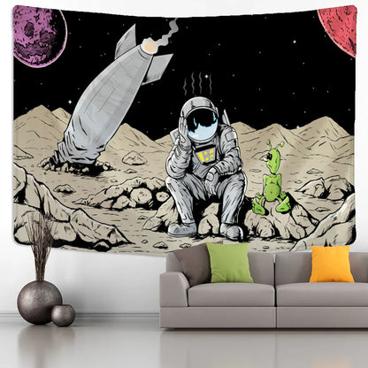 Decobites Astronaut Alien Tapestry Wall Hanging Kawaii Universe Mystic Home Decor