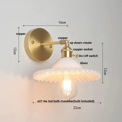Decorbites™ Grüne Glas-LED-Wandleuchten mit Zugschalter - Vintage-Kupfer-Wandleuchte