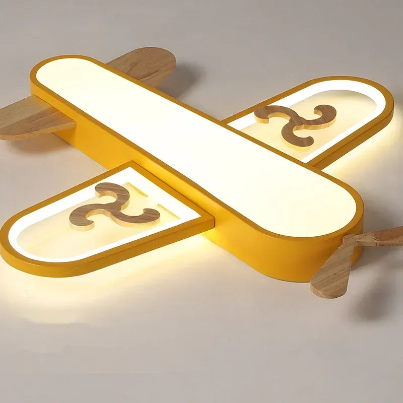 Yellow Blue Wood Ceiling Light