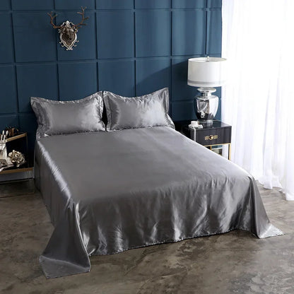 Decobites Silky Rayon Queen Bed Sheet Set Luxurious Solid Satin High Quality Sheets