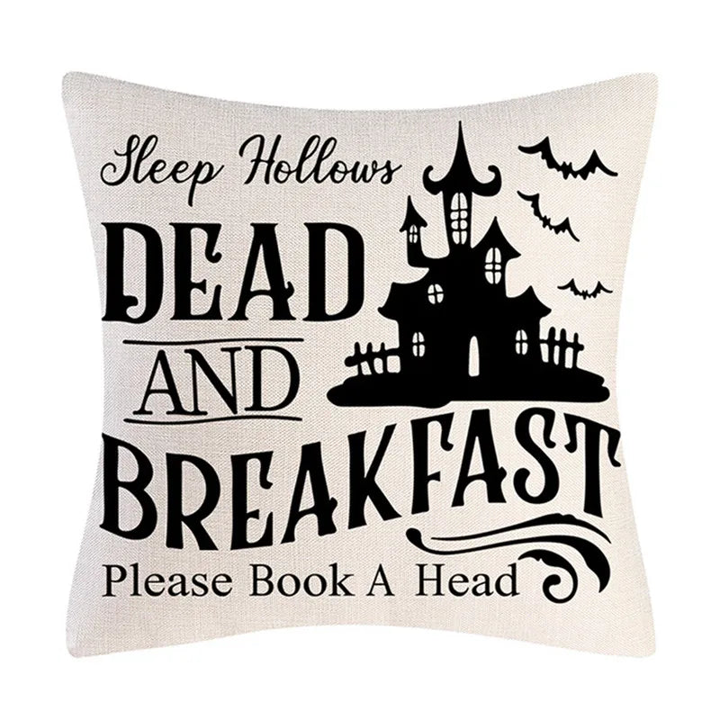 Funda de cojín de lino Decorbites™ de Halloween para la decoración del salón y el sofá - Truco o trato