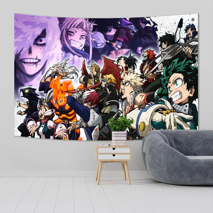 Decobites MHA Wall Tapestry Kawaii Room Decor Anime Art Poster Teen Bedroom Decoration