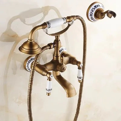 DecorBites™ Brass Bathtub Shower Set Wall Mounted - Hot and Cold Mixer Taps