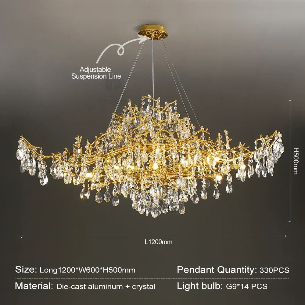 DecorBites™ Crystal Chandelier: Modern Luxury Long Light for Kitchen, Dining, Living, and Bedroom