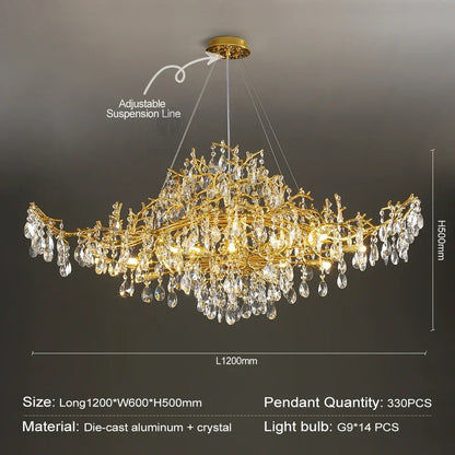 DecorBites™ Crystal Chandelier: Modern Luxury Long Light for Kitchen, Dining, Living, and Bedroom