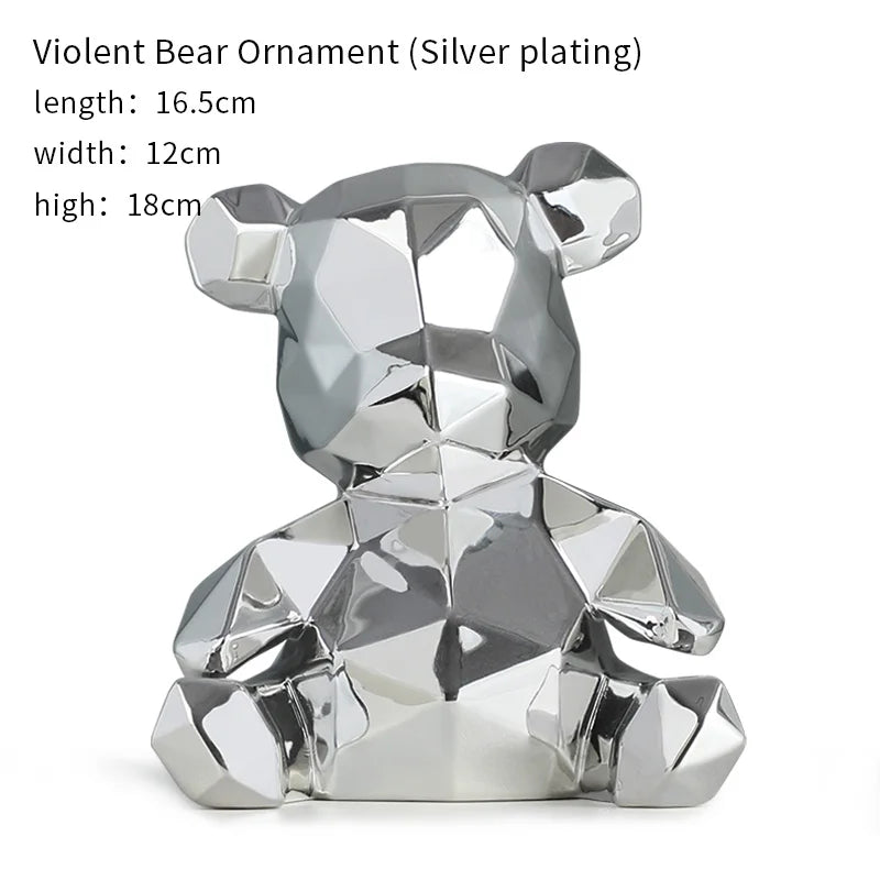 DecorBites™ Electroplated Teddy Bear Sculpture for Home Decor