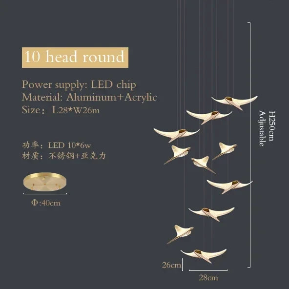 DecorBites™ Dolphin Pendant Chandelier: Luxe Staircase & Lobby Décor for Hotel, Mall & Home