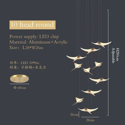 DecorBites™ Dolphin Pendant Chandelier: Luxe Staircase & Lobby Décor for Hotel, Mall & Home