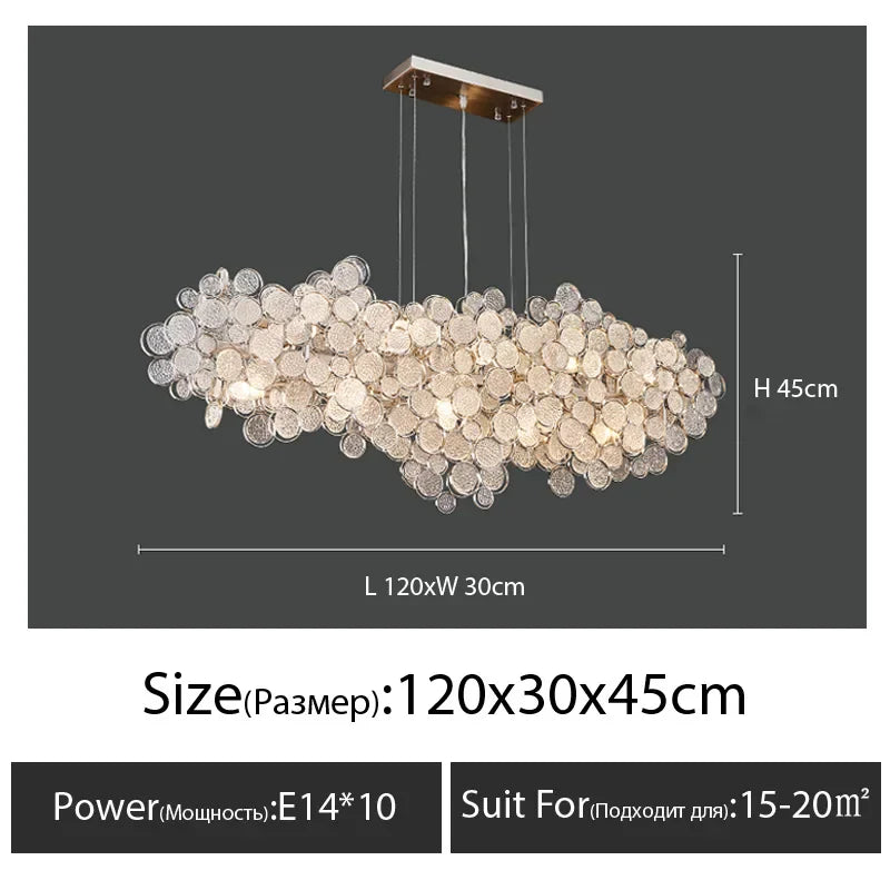 DecorBites™ Glass Led Chandelier: Modern Luxury Designer Pendant Lights for Living Room, Bedroom, Study