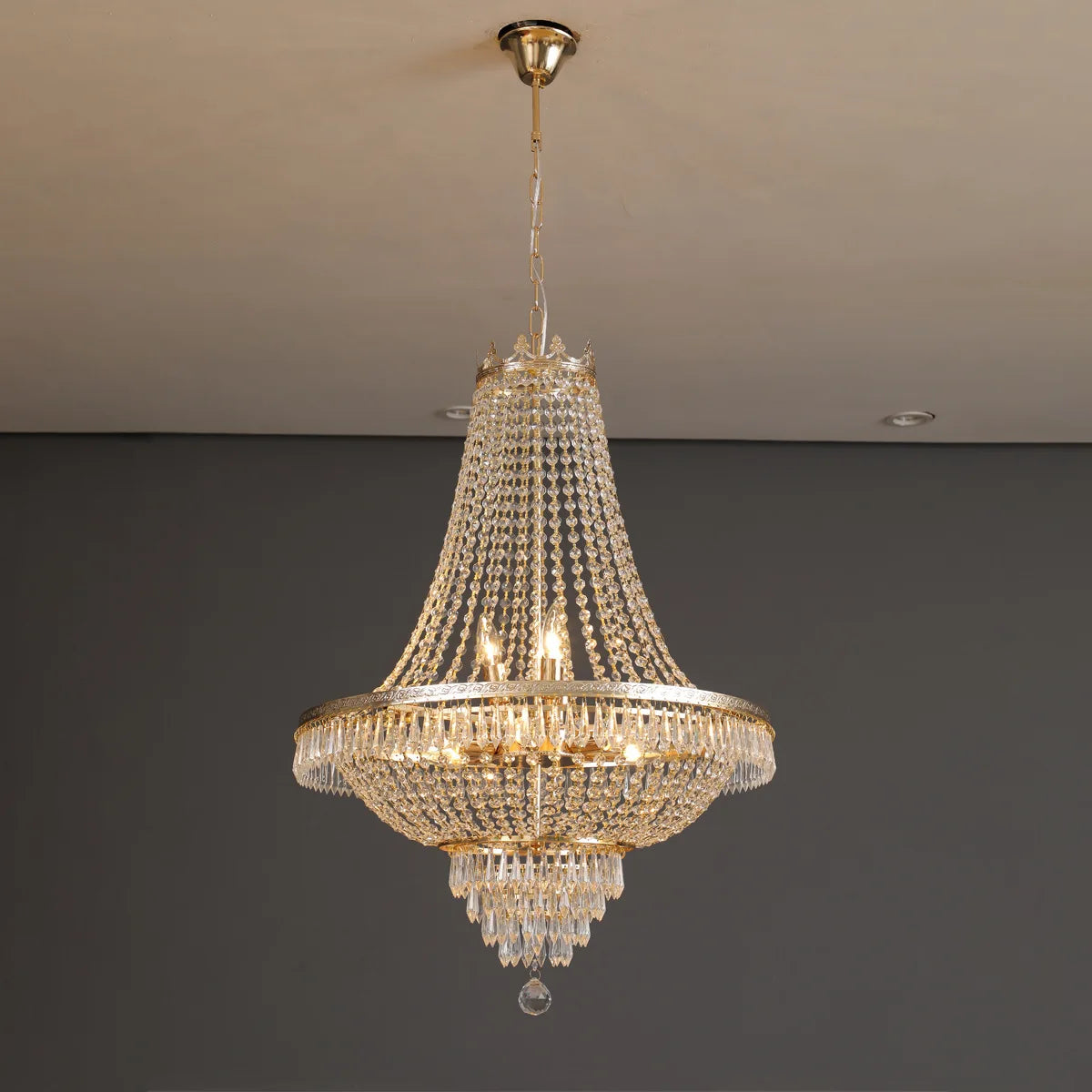 DecorBites™ Crystal Chandelier: Luxury LED Pendant Light for Living Room, Hotel Lobby, Villa, Staircase.