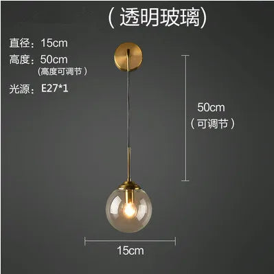 مصباح حائط LED على شكل كرة زجاجية من DecorBites™: شمعدان مرآة حمام عصري من الشمال، إضاءة ديكورية كلاسيكية