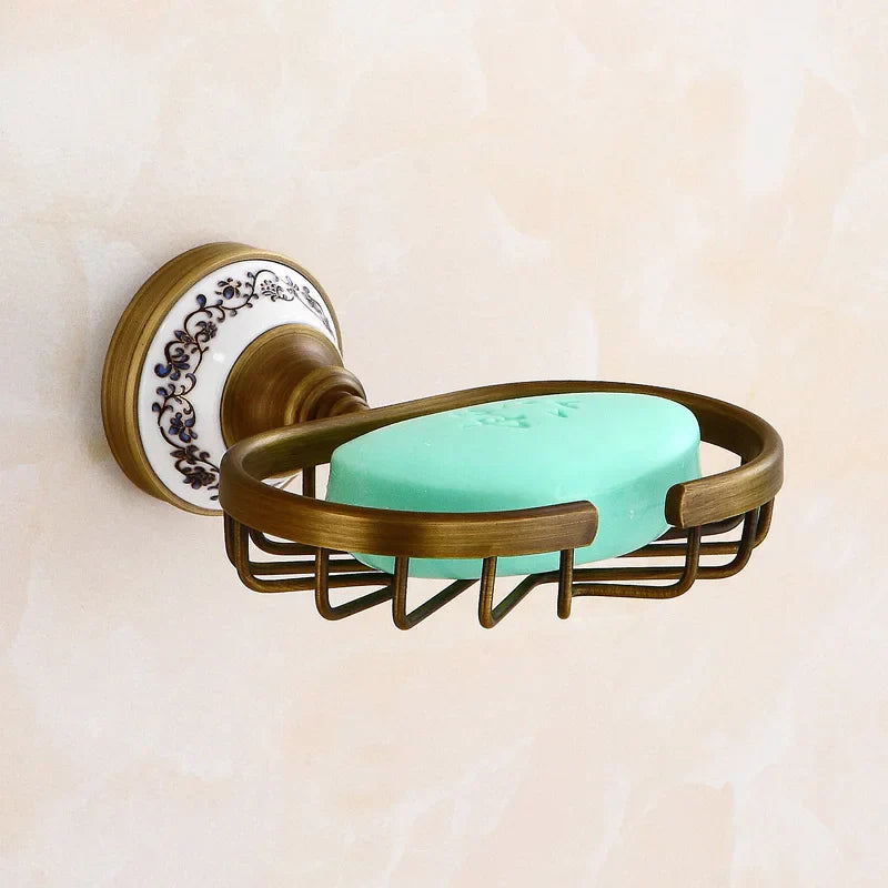 DecorBites™ Bronze Bathroom Hardware Set - Shelf, Towel Rack, Toilet Brush Holder, Soap Dish