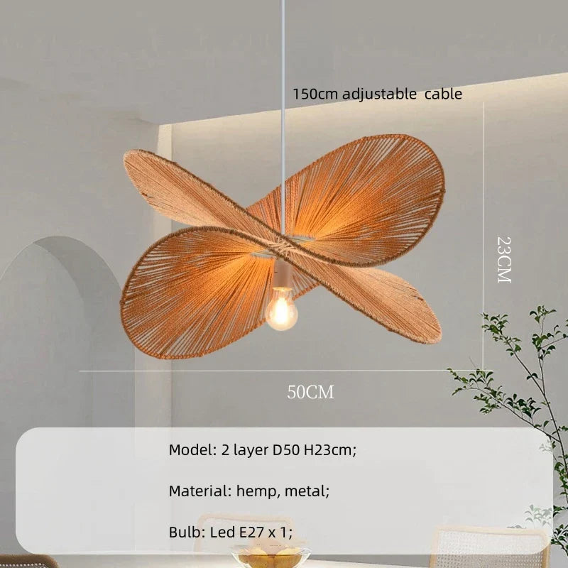 Decorbites™ Lámparas Colgantes de Cáñamo: Accesorios de Iluminación LED Interior Wabi Sabi