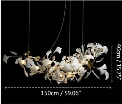 Lámpara de Araña de Ramas Doradas Decorbites™ con Hojas de Porcelana Luces Colgantes