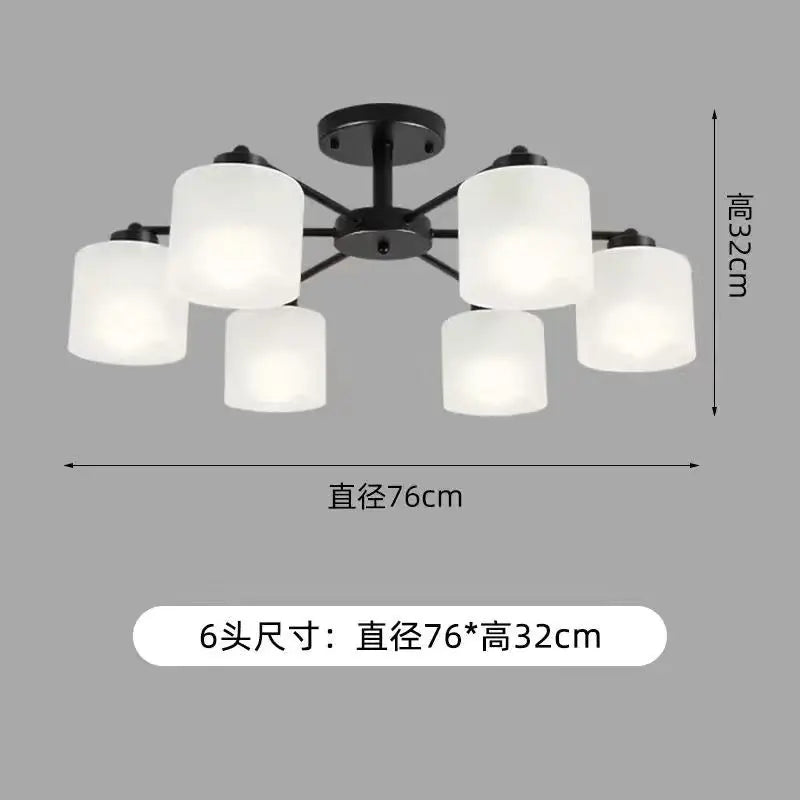 DecorBites™ LED Black/Gold Ceiling Chandelier with Lampshade for Elegant Living Room Decor