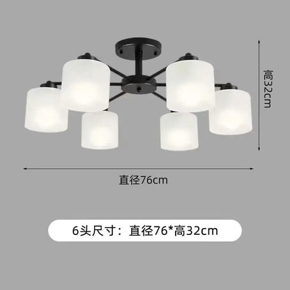 DecorBites™ LED Black/Gold Ceiling Chandelier with Lampshade for Elegant Living Room Decor