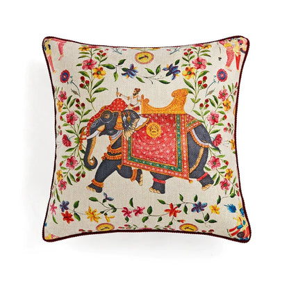 DecorBites™ Circus Retro Throw Pillow Cover with Tassels 45x45 Eclectic Home Decor