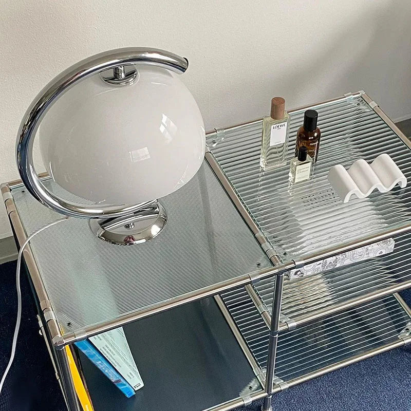 Lámpara de mesa DecorBites™ Bauhous Mushroom para salón o dormitorio, casquillo E27, cristal, estilo retro