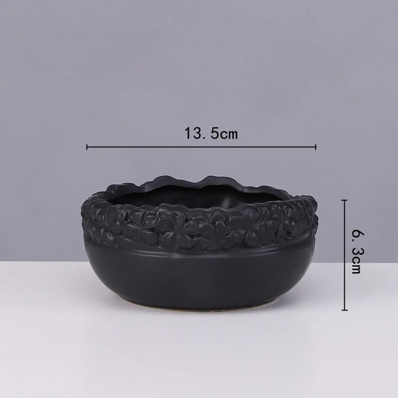 DecorBites™ Golden Edge Succulent Flower Pot Vase - Indoor Ceramic Planter Pot