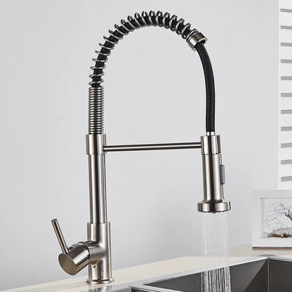 Brushed Gold Kitchen Faucet Pull Down
