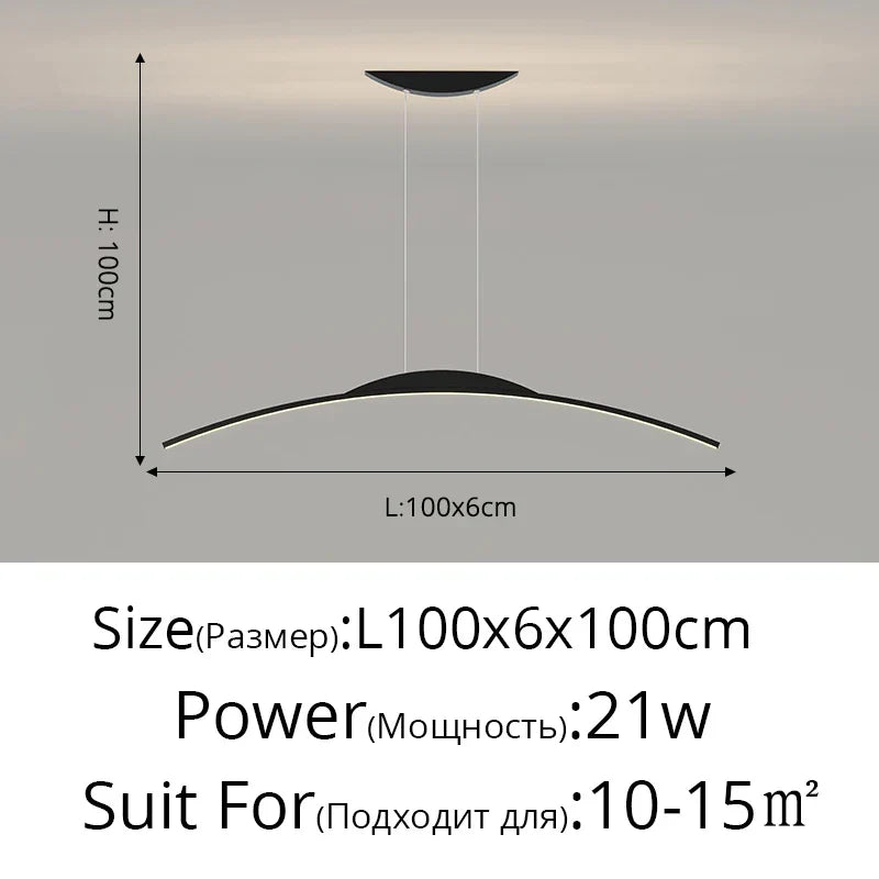 Minimalist LED Pendant Light Gold 150cm Dimmable