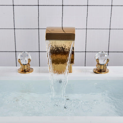DecorBites™ Crystal Handle Gold Basin Faucet Set, Hot Cold Water Mixer Tap