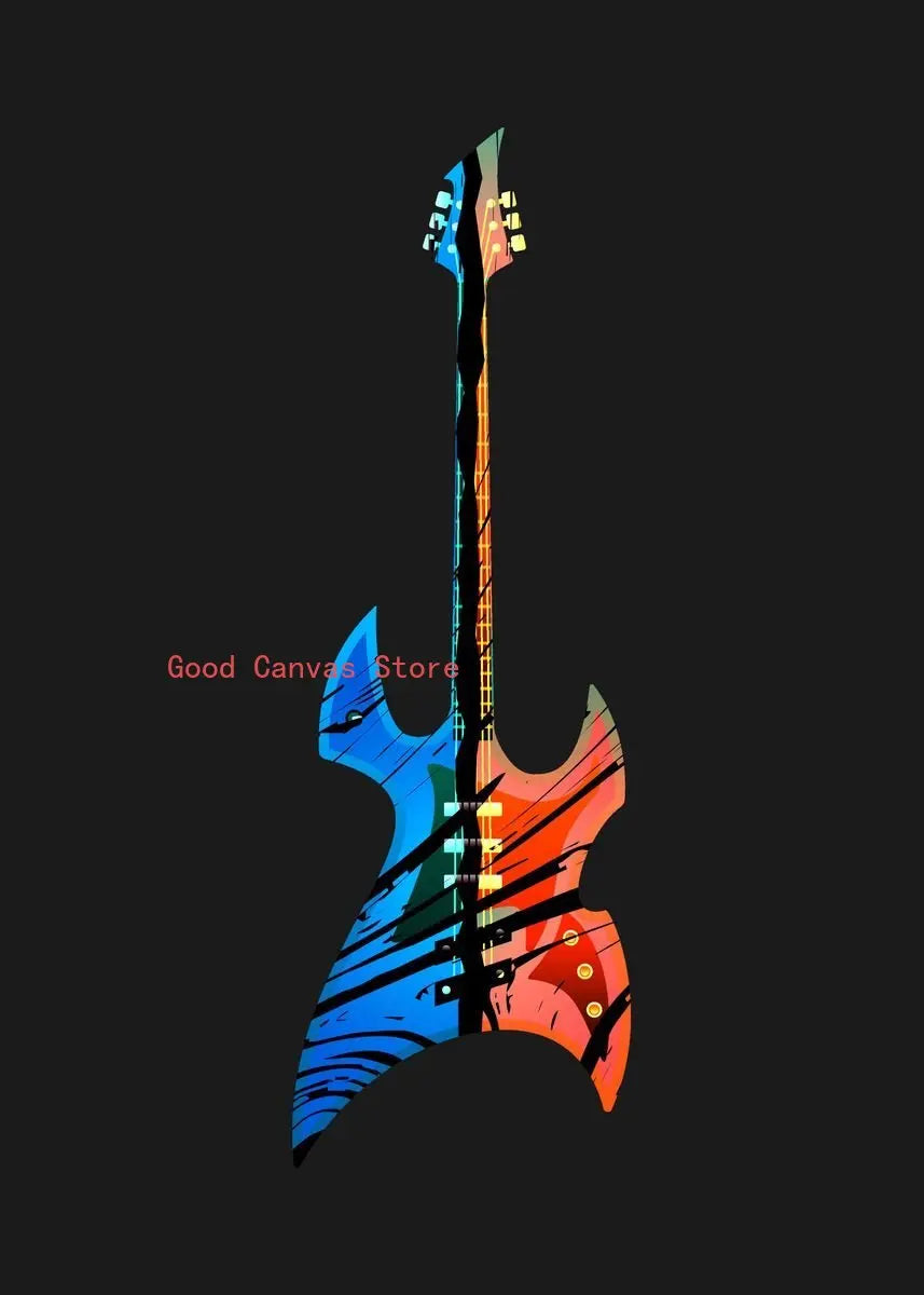 Lienzo impreso con guitarra eléctrica abstracta - Arte mural musical de DecorBites™