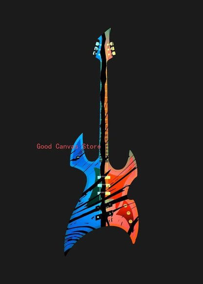 Lienzo impreso con guitarra eléctrica abstracta - Arte mural musical de DecorBites™