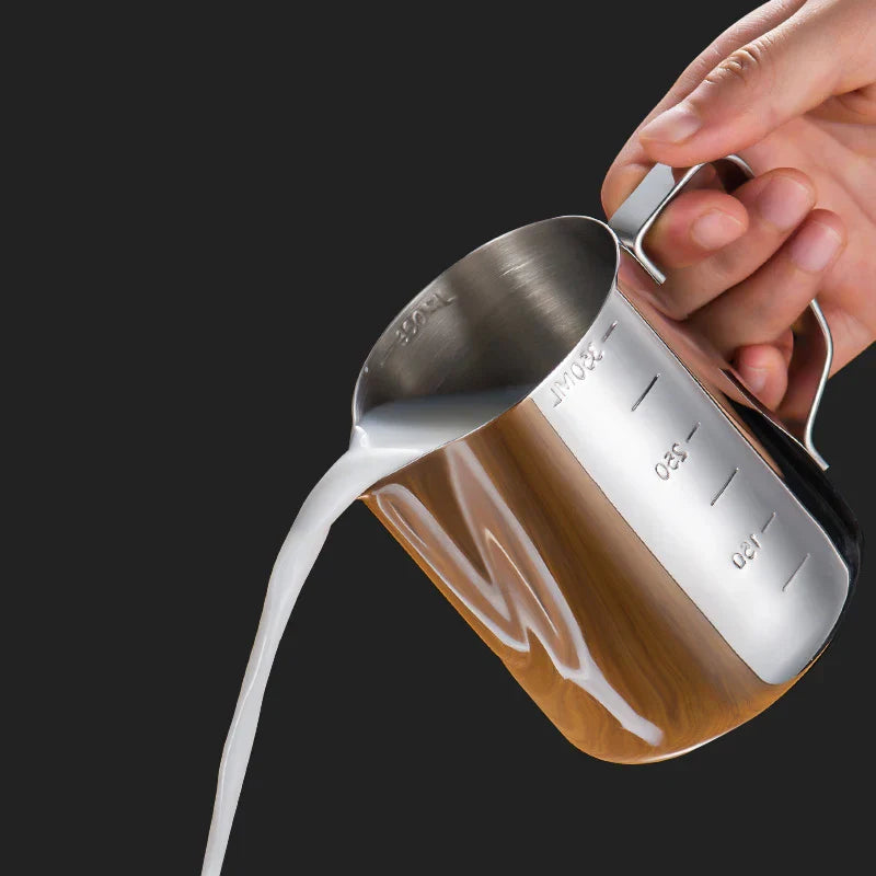 DecorBites™ Latte Art Cup with Pull Needle, Measuring Scale, Milk Frother, Garland Mug