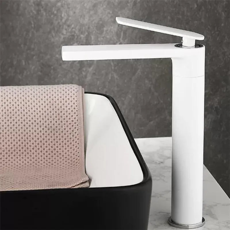 DecorBites™ Gun Gray Waterfall Basin Faucet - Brass Hot Cold Sink Faucet