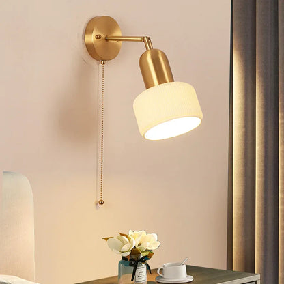 DecorBites™ Ceramic Art Wall Lamp with Rotatable LED Lights & Pull Chain Switch