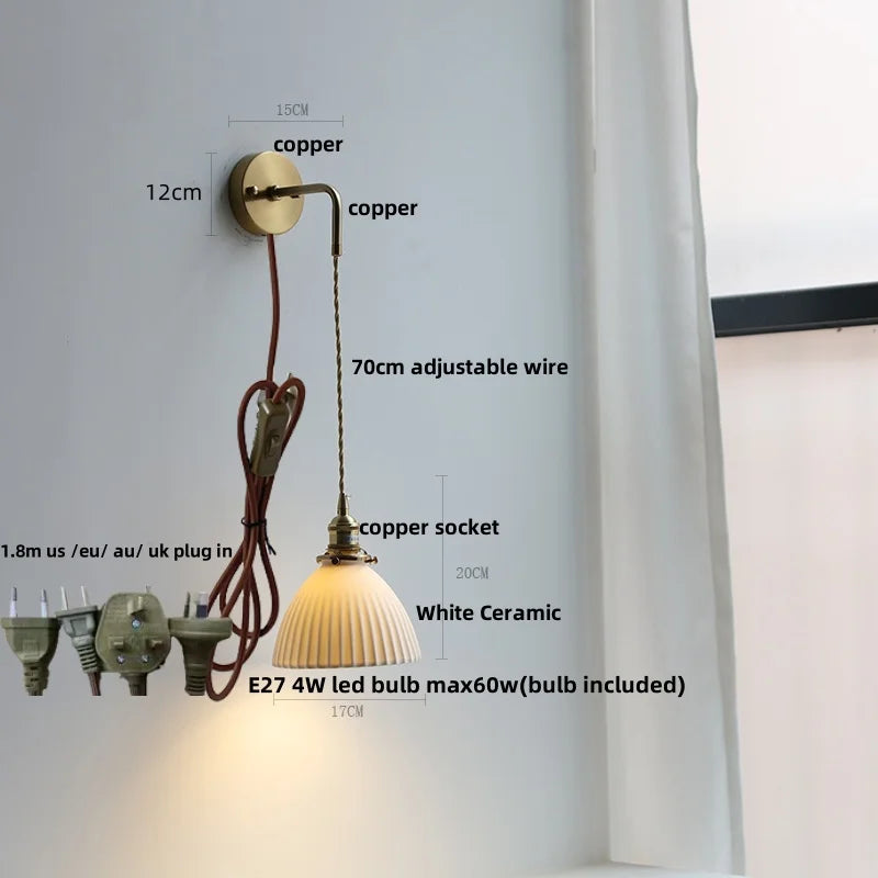 DecorBites™ Clear Glass LED Wall Light | Modern Adjustable Nordic Copper Lamp Fixtures