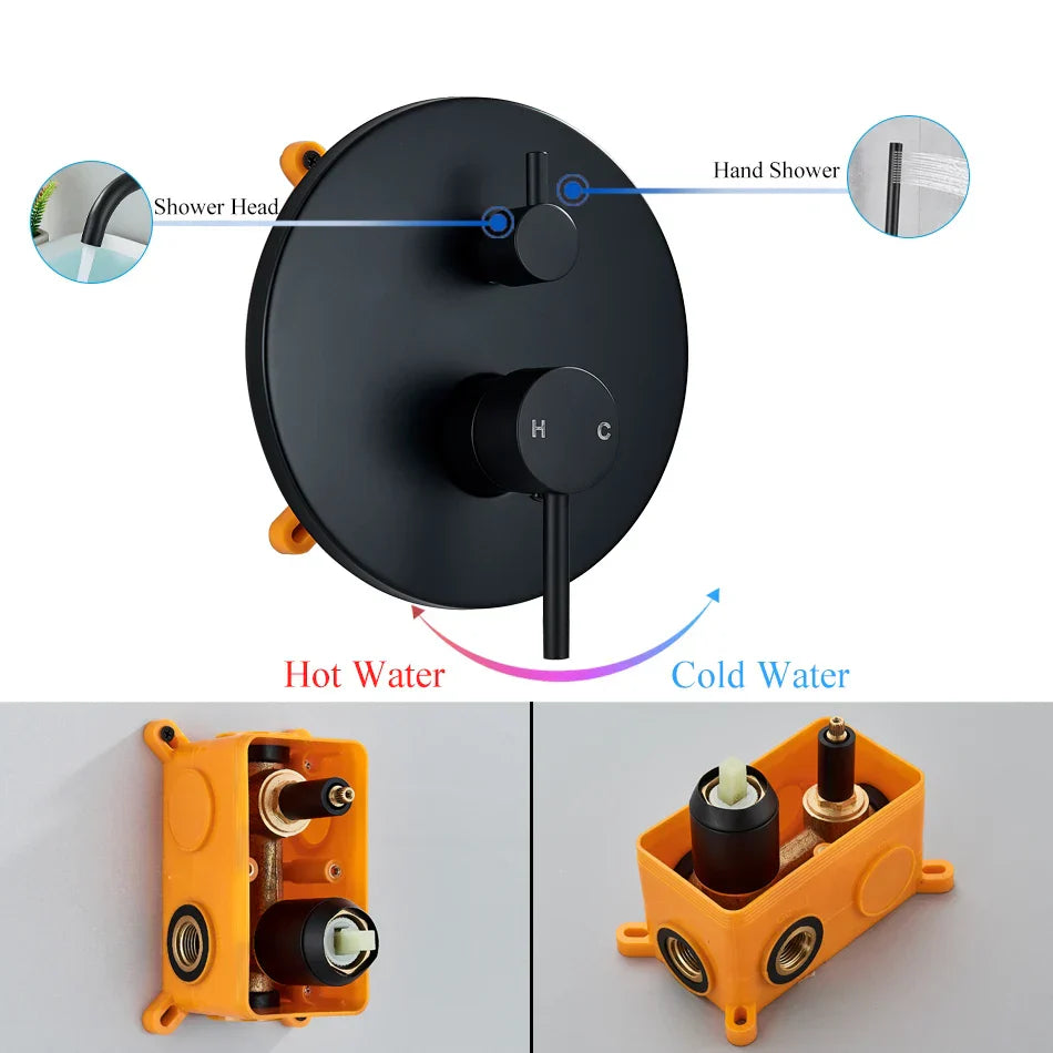 Juego de grifo para bañera DecorBites™ de doble manija con rociador manual y caño de montaje en pared