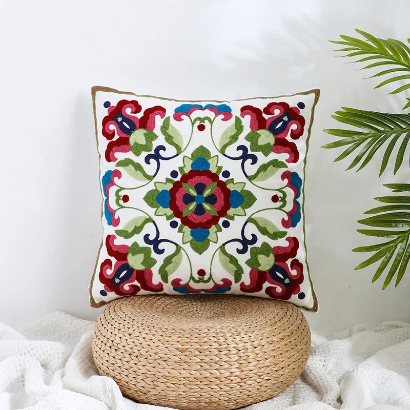DecorBites™ Boho Farmhouse Floral Square Pillow Cover Set of 2