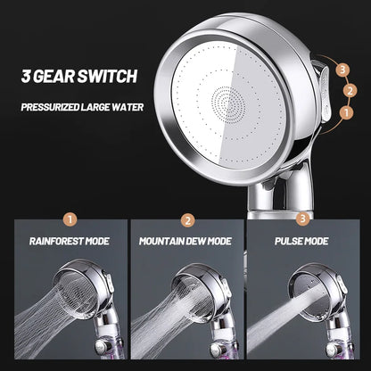 Cabezal de ducha de alta presión DecorBites™ de 3 funciones con filtro y rociador de mano