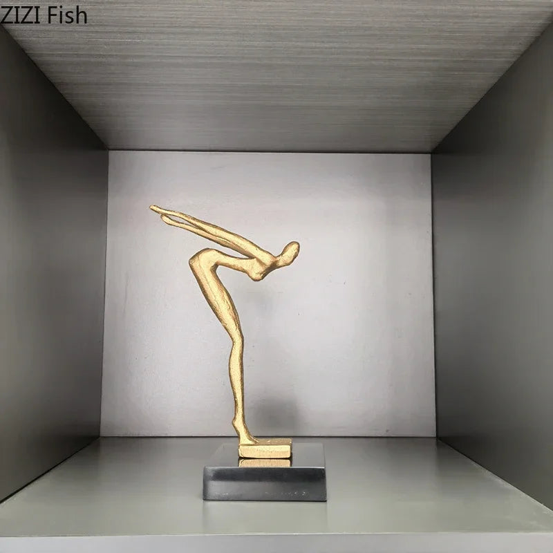 DecorBites™ Gymnast Statue Desk Ornament Metal Sculpture Room Decor