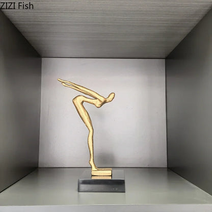 DecorBites™ Gymnast Statue Desk Ornament Metal Sculpture Room Decor