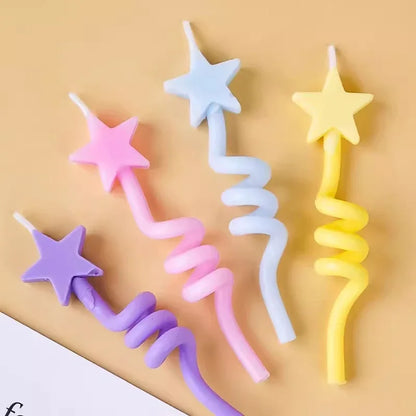 Colored Thread Rotating Circle Candles Happy Birthday Cake Love Star Twist Candle Party Supplies Party Decoration