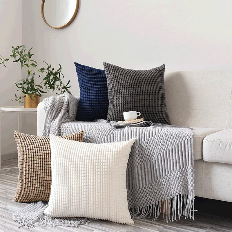 Decorbites™ Kordflanell Maiskorn-Muster Kissenbezug Einheitsfarbe Dekokissen-Hülle 40/45/50/55/60 cm
