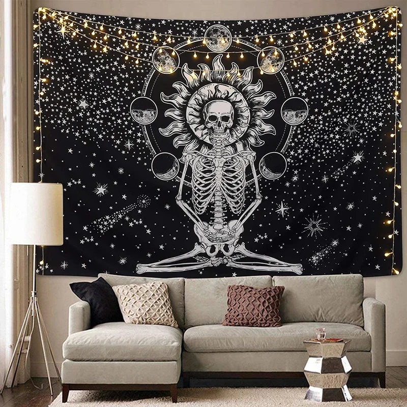 Skeleton Moon Phase Tapestry Decobites Star Home Decor