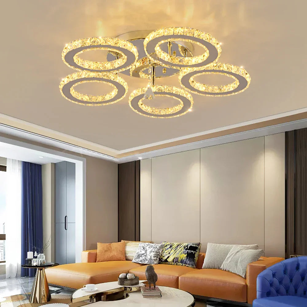 Lámpara de techo con anillos LED de cristal DecorBites™ regulable