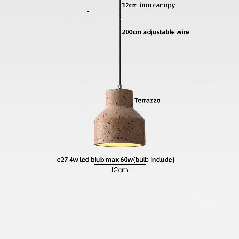 DecorBites™ Terrazzo Stone LED Pendant Lamp for Industrial Loft, Bar, Coffee, Living Room.