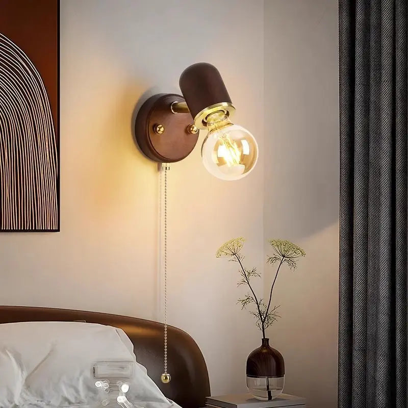 Decorbites™ Japanische Walnuss-Holzwandlampe für Schlafzimmer, Flur, Korridor, Treppenhaus