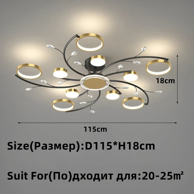 Lámpara de Araña LED de Aluminio Dorado Decorbites™ con Cristal K9, Luces de Lámpara Colgante de Lujo para la Decoración del Hogar