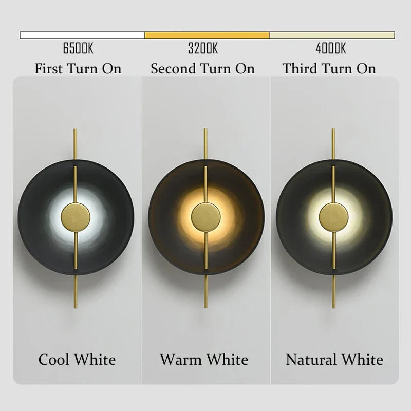 DecorBites™ Gold Circle LED Wall Light 10W, Postmodern Black Sconce for Foyer, Bedside, Hotel, Aisle