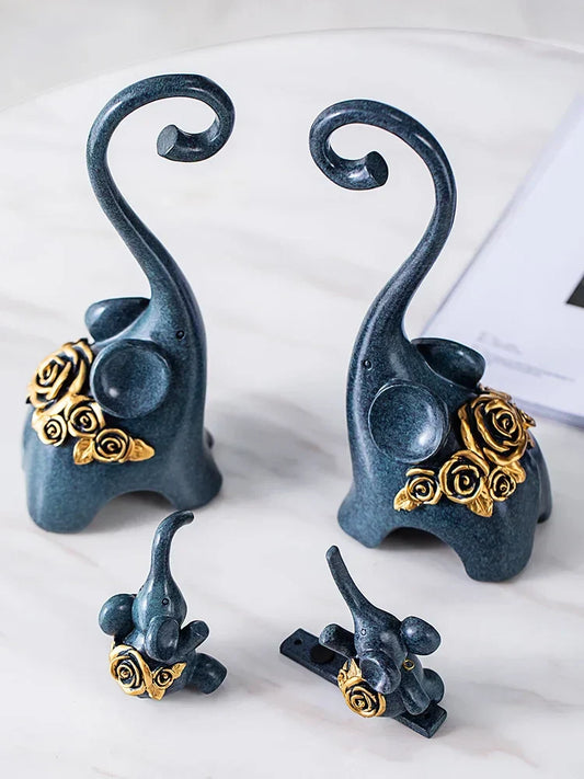 DecorBites™ Elephant Family Swing Sculpture: Resin Home Decor & Gift