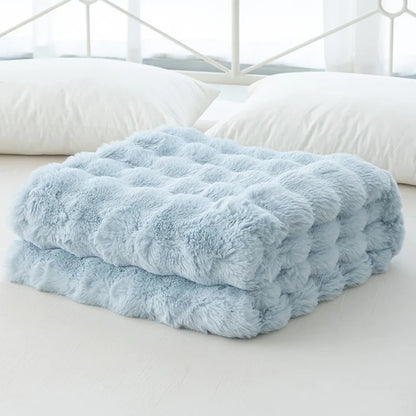 Manta de terciopelo DecorBites™ Cozy Faux Rabbit para siestas en la oficina – Tamaño individual, lujosa manta de lana de color liso