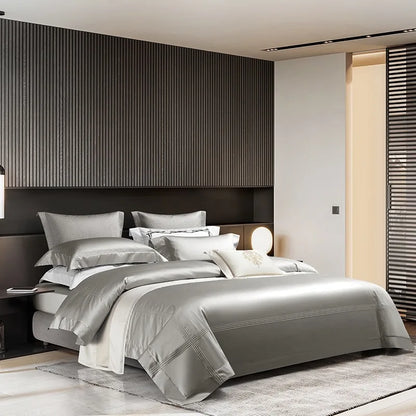 طقم مفروشات فندقية فاخرة من القطن المصري DecorBites™ 1000TC: غطاء لحاف، طقم ملاءات، أكياس وسائد